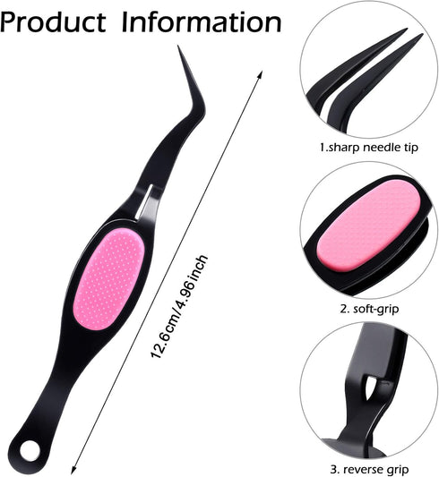 Mudder 3 Pieces Reverse Craft Tweezers Crossing Lock Tools Stainless Steel Tweezers Grip Precision Curved Beading Jewelry Tools for DIY Craft Supp...