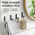 Adhesive Towel Hooks, 20 PCS Stainless Steel Self Adhesive Wall Hooks, Black Heavy Duty Shower Hook, Waterproof Oilproof Rustproof for Bathroom, K...