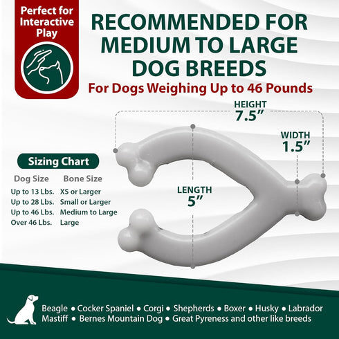 Sporn Durable Marrow Wishbone Dog Chew Bones for Aggressive Chewers, Jerky Flavor Dog Chew Toys for Large Dogs, Gluten-Free & Non-Toxic, Medium/La...