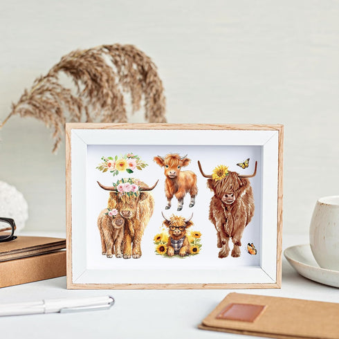 9 Sheets Highland Cow Rub on Transfers Sunflower Cow Pattern Transfer Stickers Cute Animal Floral Furniture Decals for Home Office Paper Wood DIY ...