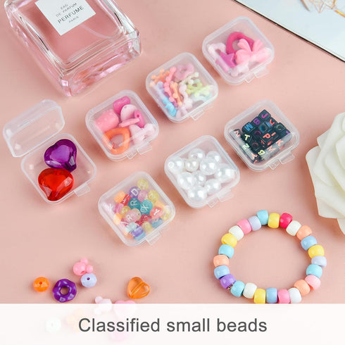 60 Pieces Mini Plastic Jewelry Box Clear Storage Box Small Storage Containers with Hinged Lids for Beads Jewelry Earrings Chains Earplugs Craft, 1...