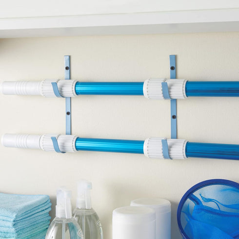 Okuna Outpost Set of 4 Pole Hanger Hooks for Pool Supplies, Lightweight Garden Tools (Blue)...