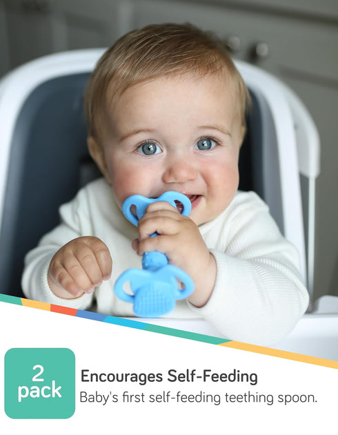 Nuby Dipeez 2 in 1 Silicone Spoons/Dipper, 2pk, Blue/Green...