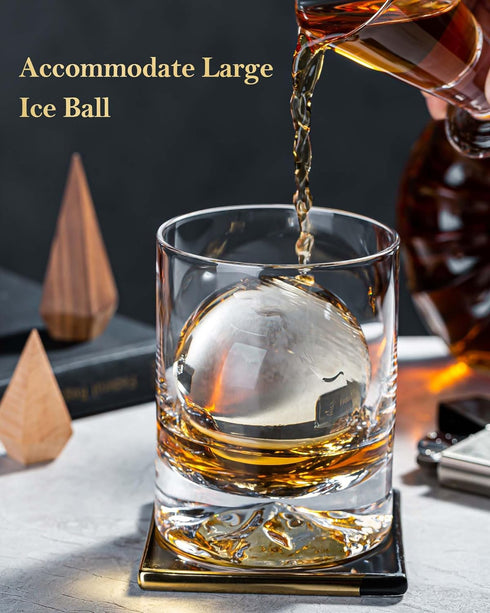 JBHO Hand Blown Crystal Double Old Fashioned Cocktail, Solid Whiskey Glasses, Rocks Glasses, Lowball Glasses - 12 Ounce - set of 2 - Perfect Size ...