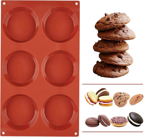Silicone Egg Mold Muffin Top Pans, 3 Inch Non-stick Whoopie Pie Baking Pan Round Tray Egg Sandwich Molds for Mini Cakes Biscuits Egg Cloud Bread B...