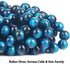 70PCS Natural 8MM Healing Gemstone, Blue Tiger’s Eye Energy Stone Round Loose Beads, Semi-Precious Crystal Beads with Free Elastic String for Jewe...