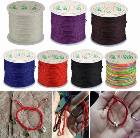 0.8mm Nylon Cord, Thread Chinese Knot Macrame Rattail Bracelet Braided String (Colorful)...