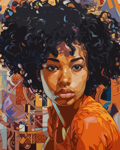 African American Girl Oil Painting Paint by Number Kits 16 x 20 inch Canvas Abstract Graffiti Women Afro Girl DIY Painting for Kids Students Adult...