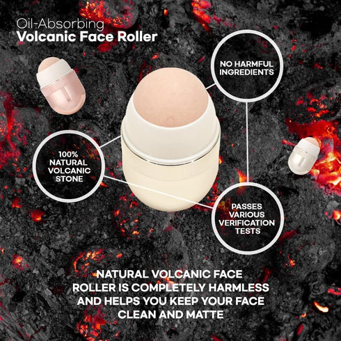 Original K-make up Oil-Absorbing Volcanic Face Roller, Portable and Reusable Facial Skincare Massage Tool, Oil Control On-The-Go (Gold)...
