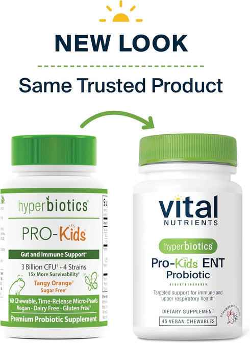Hyperbiotics Vital Nutrients Pro Kids Probiotic ENT | Toddler Probiotics for Kids Ear, Nose and Throat | Targeted Immune and Digestive Health | St...