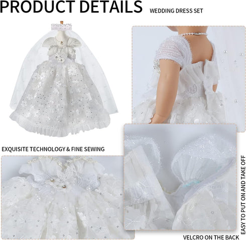 18-Inch Doll Clothing and Accessories Set - Suprise Wedding Doll Dress for 18 inch Girl Doll for Birthday Wedding Party...