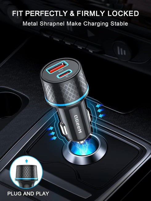 QGeeM USB C Car Charger Adapter, 2Pack 91W Fast Charging Cigarette Lighter Charger with PD3.0, USB Type-C Phone Charger Compatible for iPhone 15 1...
