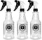 Plastic Spray Bottle (24oz 3 Pack) for Cleaning Solutions, Car Detailing Care, Planting, Pet, Clear Finish, Heavy Duty Empty Spraying Bottles Mist...