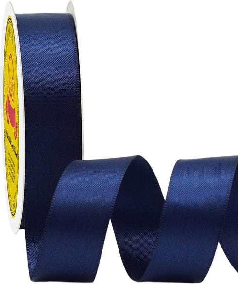 Double Face Navy Blue Satin Ribbon 7/8 inch X 25 Yards Polyester Navy Blue Ribbon for Gift Wrapping Very Suitable for Weddings Party Invitation De...