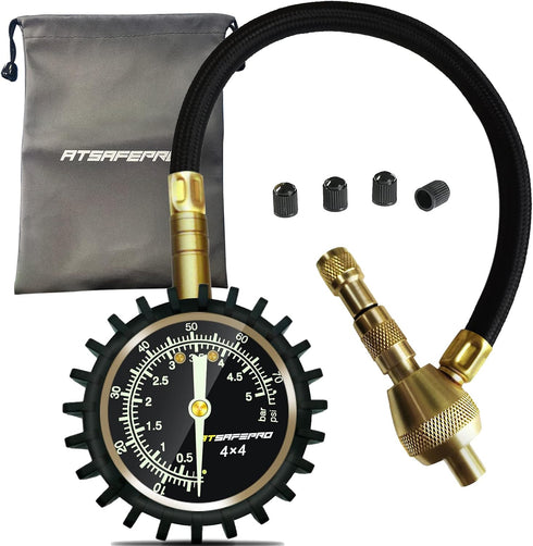 2 in 1 Professional Rapid Air Down Tire Deflator Pressure Gauge 75Psi?Rapid Air Down Offroad Kit with Special Chuck for 4X4 Large Offroad Tires on...