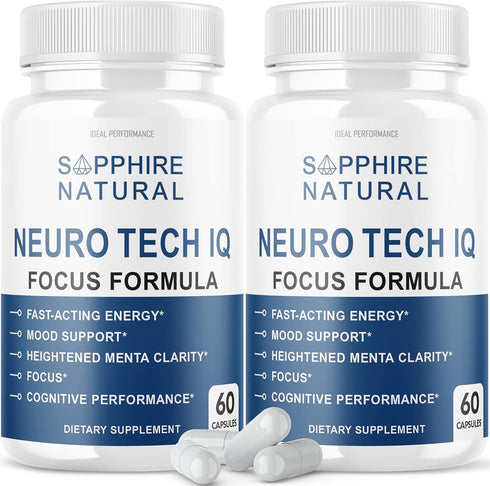 (2 Pack) Neuro Tech IQ Brain Supplement Neurotech Iq Focus Formula Pills (120 Capsules)...
