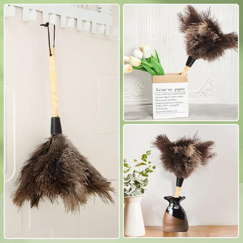 Ostrich Feather Duster, 14-Inch, 2-Pack, Reusable Design for Effortless Cleaning of Delicate Items, Antiques, Electronics, and More – Ideal for Ho...