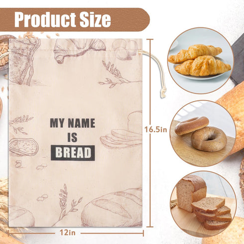 Bread Bags for Homemade Bread, Organic Linen Bread Bag with Plastic Liner, Bread Storage Bags with Drawstring Closure for Sourdough, Loaf, Artisan...
