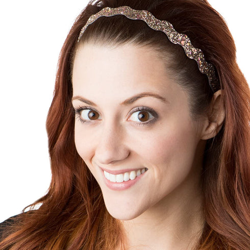 Hipsy Women's Adjustable Non Slip Skinny Wave & Wide Bling Glitter Headband Mixed 3-pack (Mixed Rose Gold)...