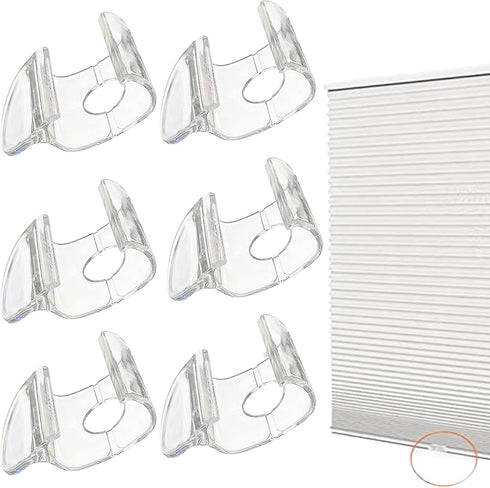 6 PCS Blinds Cordless Handles Clear Mini Plastic Honeycomb Roller Shades Hem Grips Shade Window Lift Handles Curtain Hardware Hooks for PVC Cordle...