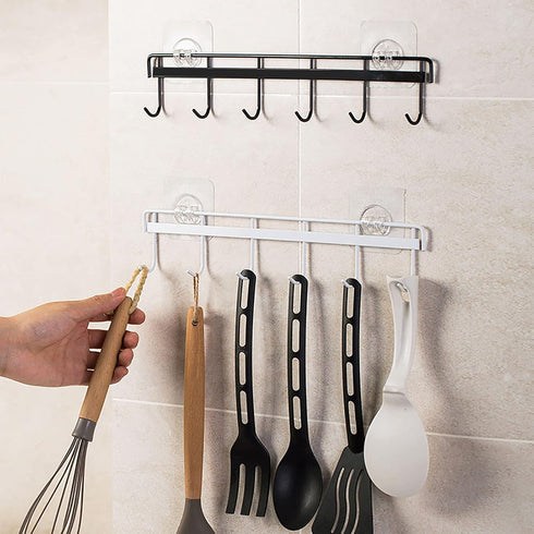 YYaaloa 2Pack of Wall Hooks Coat Hat Hook White Rack with 6 Hooks Key Hanger Clothes Holder Coffee Mug Holder Kitchen Bathroom Housekeeper Home Or...