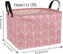Pink Rectangular Storage Bin Shelf Basket Canvas Fabric Toy Box,Waterproof Coating Nursery Hamper with Handles,Gift Basket for Home,Office,Clothes...