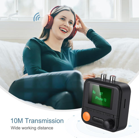 Bluetooth Transmitter Receiver, Bluetooth 5.2 Audio Adapter for Home Stereo, Wireless Audio Adapter with Display or Headphones, Home Theater, TV, ...