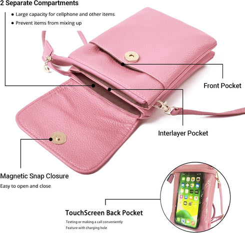 Women Faux Leather Cross Body Bag Small Phone Wallet Purse Shoulder Bags with Adjustable Strap for Ladies Girls...