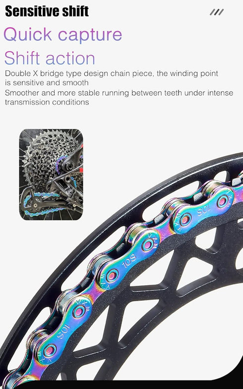 6/7/8 Speed Bike Chain Rainbow Chain for Bike 1/2" x11/128 116 Links Lightweight Bicycle Chain?Bike Chains MTN BTX MTB Mountain Bike Road Bicycle ...