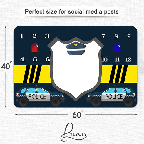 Baby Monthly Milestone Blanket, Month Blanket for Newborn Baby Shower, Police Theme Baby Photography Background for Baby 60x40 inches BTQQLY165...
