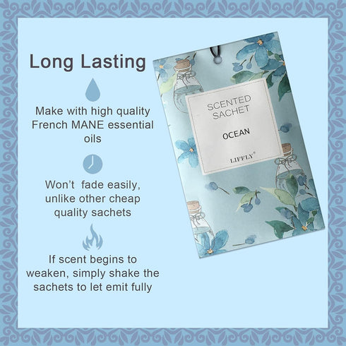 14 Packs Scented Sachets for Drawers and Closets Lavender Rose Jasmine Ocean Vanilla Sandalwood 6 Different Scent Gift Box...