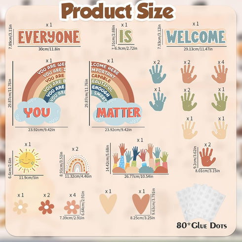 Boho Bulletin Board Decorations for Classroom, 35Pcs Everyone is Welcome Classroom Positive Motivational Inspirational Affirmation Wall Decor Boho...