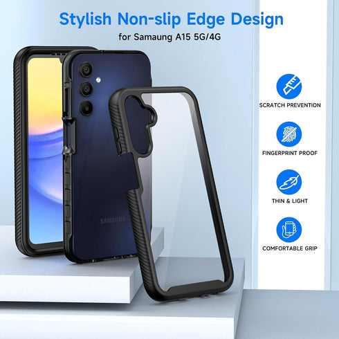 seacosmo for Samsung A15 5G/4G Case, Full Body Shockproof Cover, with Built-in Screen Protector Slim Fit Protective Phone Case for Samsung Galaxy ...