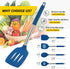 4 Pack Silicone Utensils Set, Non Stick Solid Spatulas, Heat Resistant Blue Slotted Spoons with Stainless Steel Handle, BPA Free Cooking Turner fo...