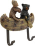 Ebros Whimsical Forest Creek Buddies Rustic Black Bear and Elk Moose Rowing Boat Canoe 2 Pegs Wall Hooks 7" Wide Hanger Bears Deers Elks Wall Moun...