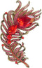 Zeepoffine 4.33" Rhinestone Crystal Peacock Feather Brooch Pin Pendant BZ5038 (Gold-Tone Red)...