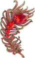 Zeepoffine 4.33" Rhinestone Crystal Peacock Feather Brooch Pin Pendant BZ5038 (Gold-Tone Red)...