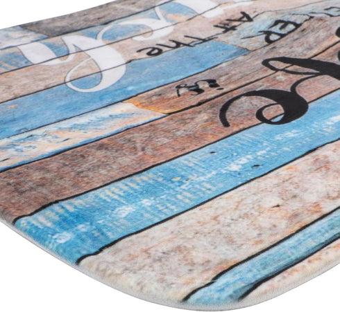 Life is Better at The Beach Door Mat Front Door Welcome Mat Ocean Coastal Starfish Entrance Rug Beach Wood Grain Non Slip Floor Mat for Kitchen En...