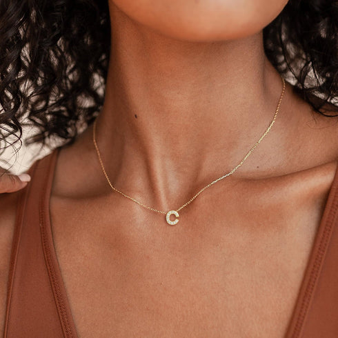 KAERUN Initial Necklaces for Women Dainty Gold Letter Necklace Simple CZ Initial Choker Necklace Tiny Letter Pendant Monogram Name Necklaces Trend...