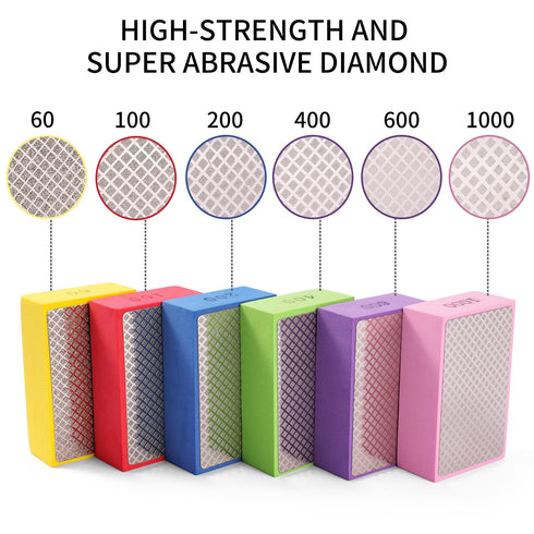 XKDOUS 6PCS Diamond Hand Polishing Pads,60/100/200/400/600/1000 Diamond Sanding Pads Tile Tools Polishing Pad Sanding Block Polishing for Ceramic ...