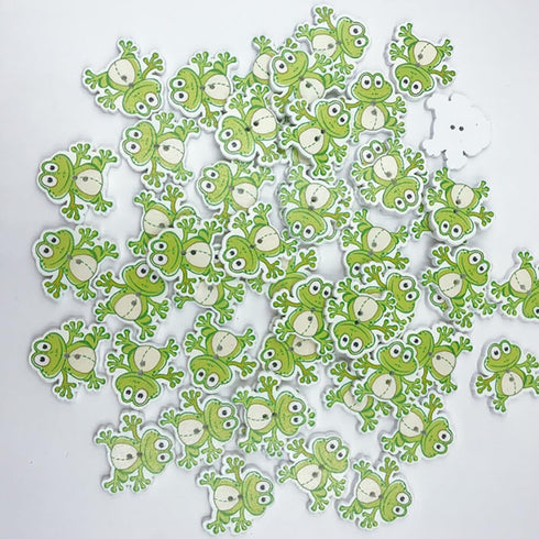Healifty 50Pcs DIY Wooden Buttons,Sewing Buttons Frog Buttons 2 Holes Buttons Animal Buttons for Sewing DIY Craft Multicolored...