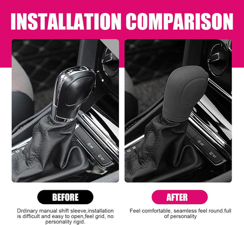 Pack-2 Car Shift Knob Cover, Stretchable Tight-Fitting Silicone Shift Lever Anti-Scratch Protector, Side Opening Shift Head Decoration, Universal ...