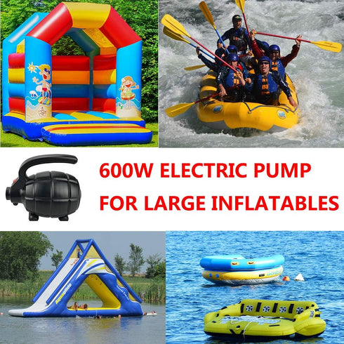 BOMPOW Electric Air Pump for Inflatables, AC (110V), 600W, 20L/min, Black, 4 Detachable Nozzles, Inflator/Deflator, Queen/King Size Air Mattress, ...