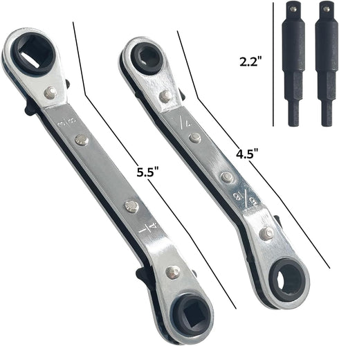 Sutekus Hvac Service Wrench Set 3/16” 3/8” 5/16'' 1/4'' Air Conditioner Valve Ratchet Wrenches Reversible Ratcheting Wrench Set for Refrigeration ...