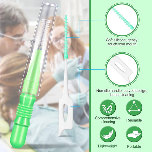 700 Pieces Interdental Brush Set Included 100 Braces Brush Between Teeth 600 Toothpick Toothpicks Tooth Floss for Cleaner Toothpick Tooth Flossing...