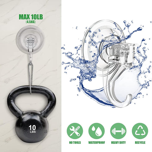 Suction Cup Hooks for Shower, Large Clear Heavy Duty Suction Cup Hooks, Wreath Hangers for Front Door Window Glass Kitchen Towel Loofah Utensils (...