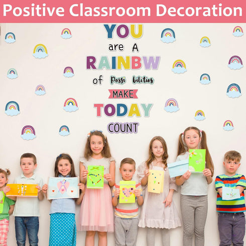 Motivational Rainbow Bulletin Board Cutouts, Happy Sunshine Day Inspirational Positive Classroom Decoration You are a Rainbow of Possibilities Acc...