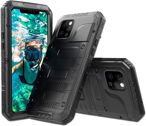 Marrkey Waterproof Case for iPhone 12 Pro Max, Heavy Duty Shockproof Dustproof Metal Durable Case with Built-in Screen,360 Full Body Protection Ru...