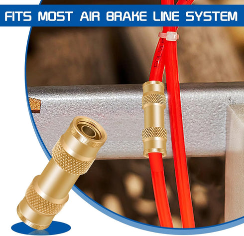 Boltigen 1/4inch Brass Air Brake Line Fitting, 4PCS DOT Push to Connect Brake Line Fitting, 1/4inch OD Air Brake Fitting for Semi Trucks,Cars and ...