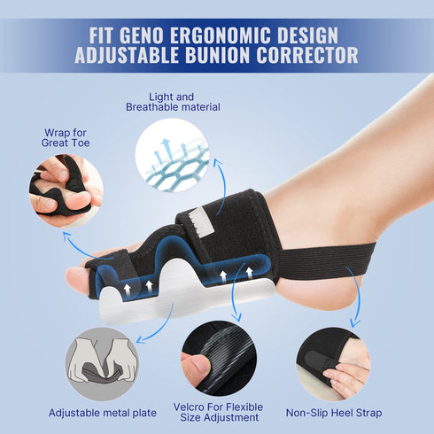 Fitgeno Bunion Corrector Women & Men Big Toe: Foot Straightener Splint Brace - Adjustable Bunyan Correction Orthopedic for Hallux Valgus Pain Reli...